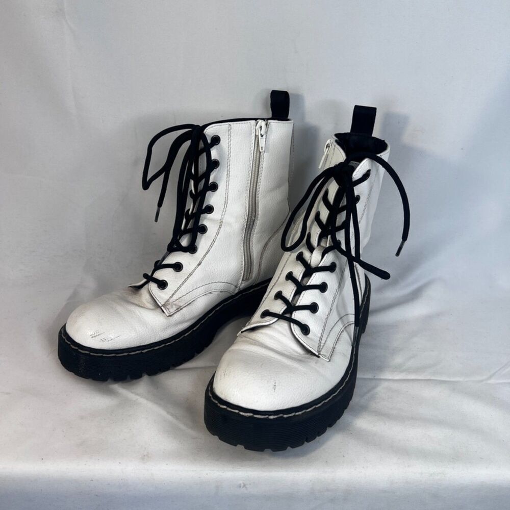 Sincerely Jules White Lace Up "Harley" Combat Hiking Boots Y2K Skater Size 8.5M - Picture 13 of 16